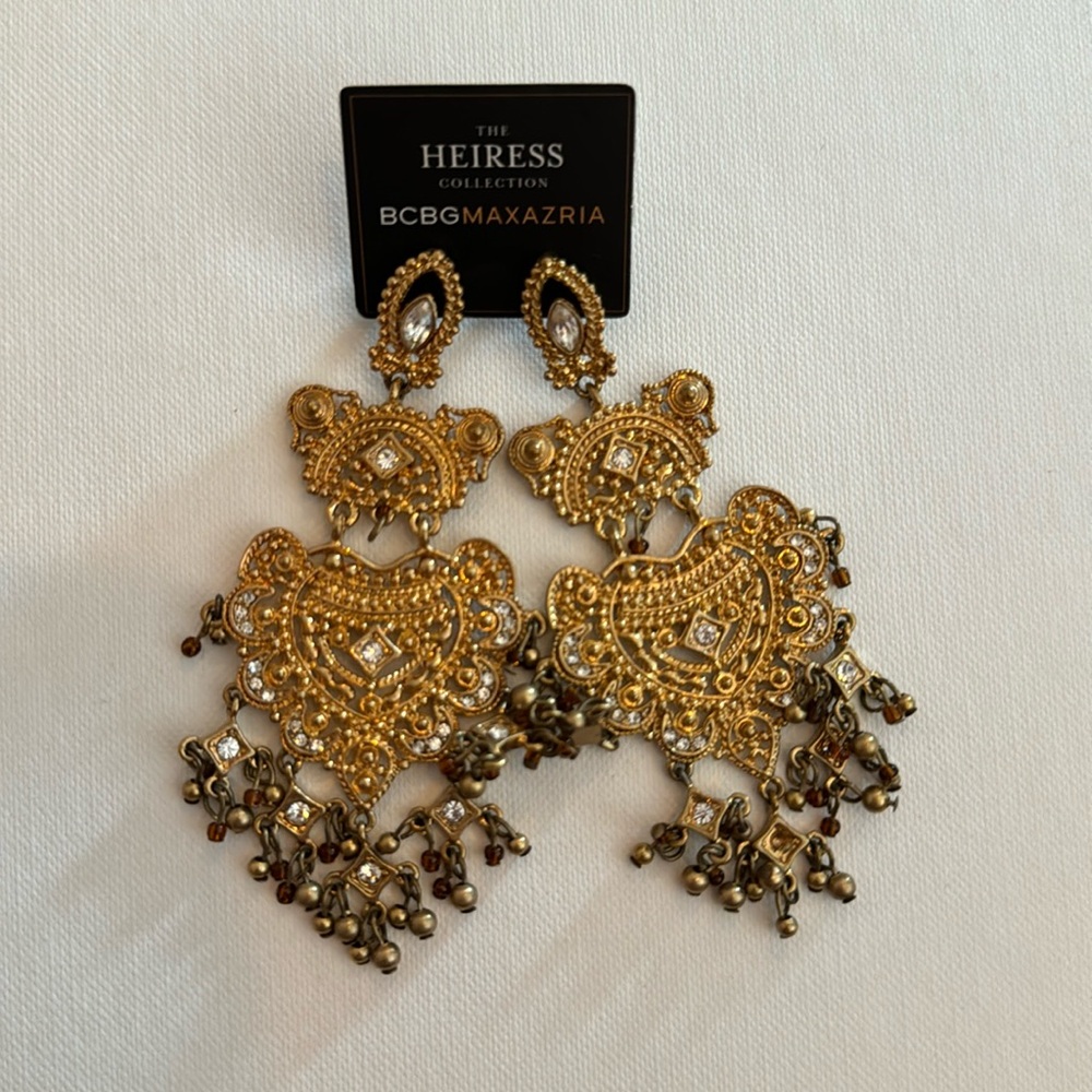 BCBG Indian inspired gold earrings NWT
